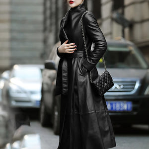 Feminine leather coat