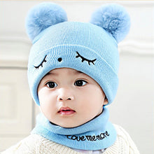 Load image into Gallery viewer, Winter baby scarf hat
