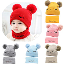 Load image into Gallery viewer, Winter baby scarf hat
