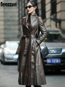 Feminine leather coat