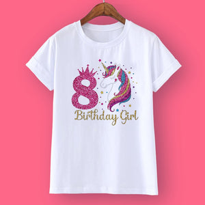 Unicorn Birthday Girls T-Shirt 1-12 Birthday