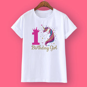 Unicorn Birthday Girls T-Shirt 1-12 Birthday