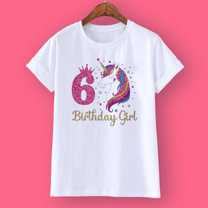 Unicorn Birthday Girls T-Shirt 1-12 Birthday