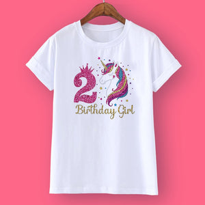 Unicorn Birthday Girls T-Shirt 1-12 Birthday