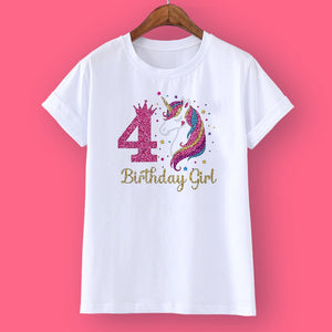 Unicorn Birthday Girls T-Shirt 1-12 Birthday