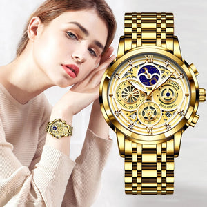 LIGE New Women's Gold Watch