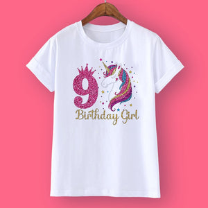 Unicorn Birthday Girls T-Shirt 1-12 Birthday